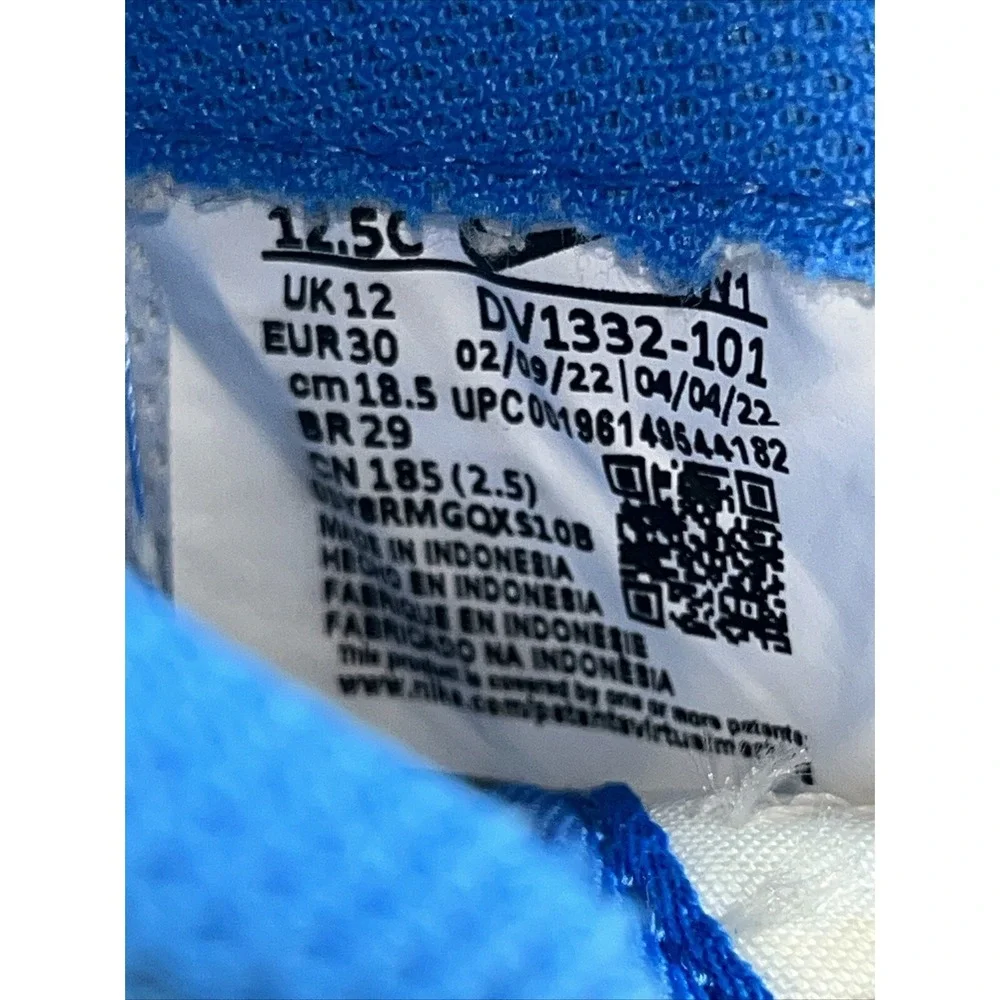 NIKE FORCE 1 Youth/Boys White Blue Sneakers Low Sz 12.5 C Shoes DV1332101 Athlet - Picture 15 of 15